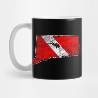 Connecticut Dive Flag Scuba Diving State Map Dive Flag Distressed Mug